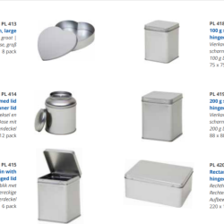 Square tin 200 g with hinged lid